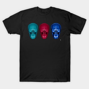 Three skulls , coloured X-ray skulls. T-Shirt